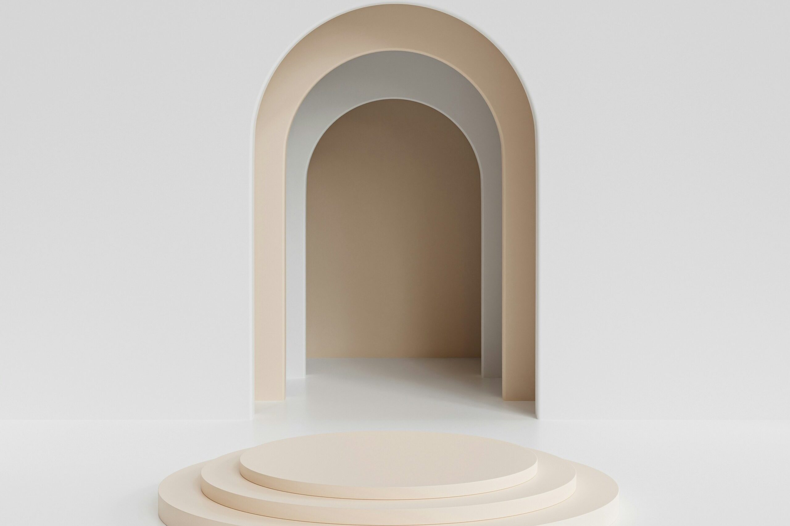 un tunnel blanc abstrait avec une fin indéfinie