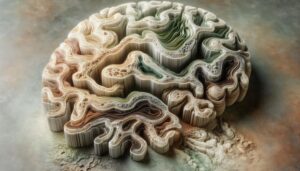Illustrazione del cervello che mostra un'attività alterata dagli effetti della psilocibina