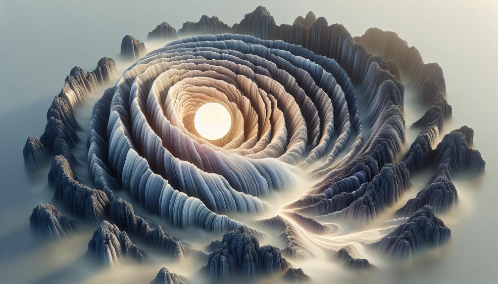 Layers peeling away to reveal a glowing core, symbolizing the true self beneath constructed identities