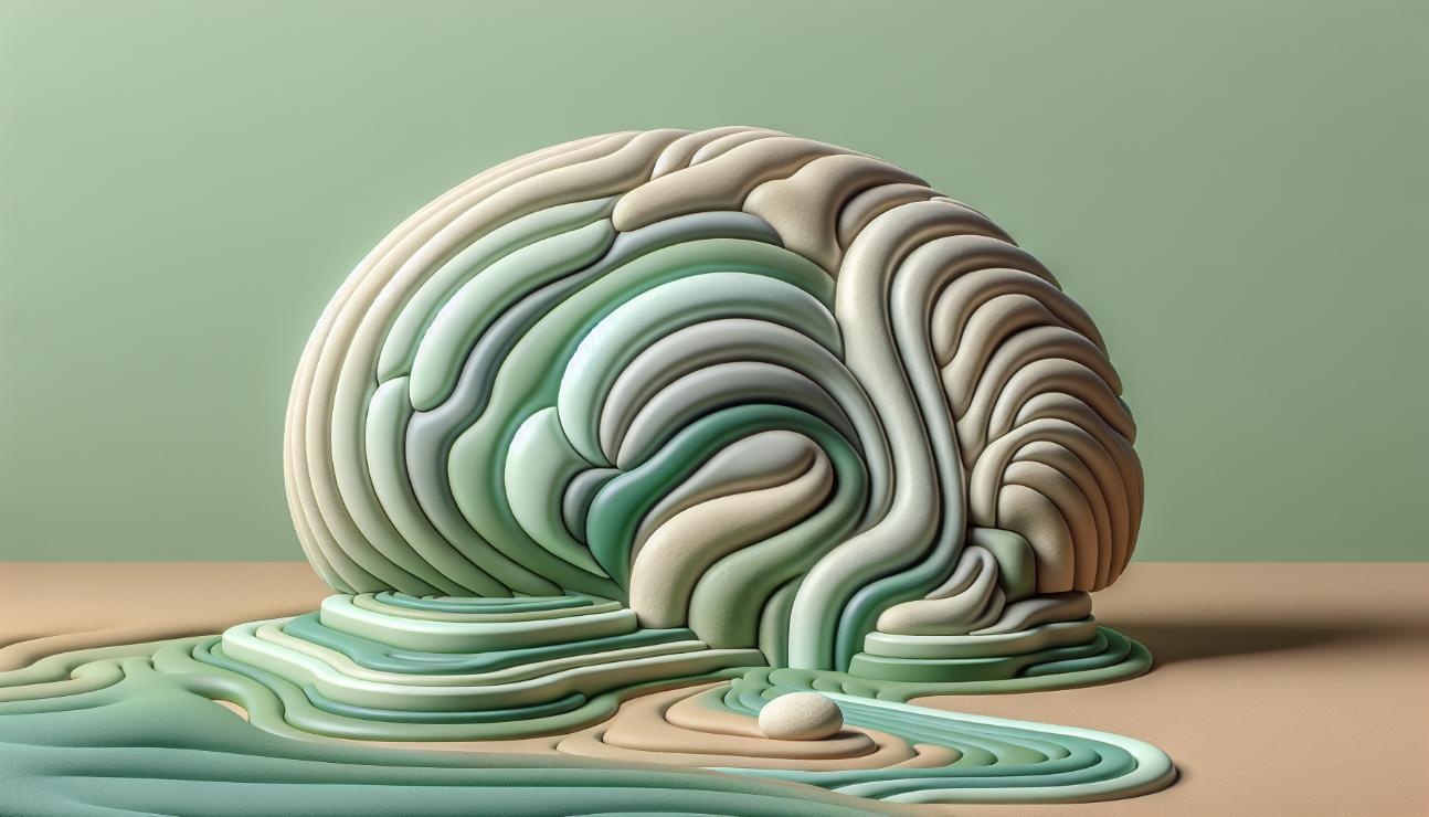 Rappresentazione artistica di un cervello umano che riflette il paesaggio mentale interiore durante la terapia psichedelica