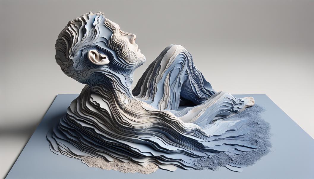  person blending into a cosmic landscape, representing unity with the universe during ego death