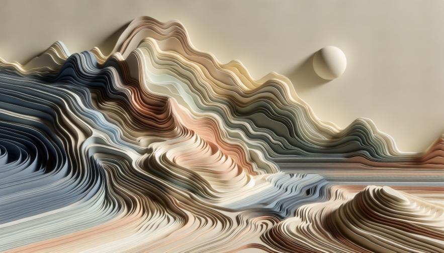 A metaphorical landscape showing different paths representing different lines of development.