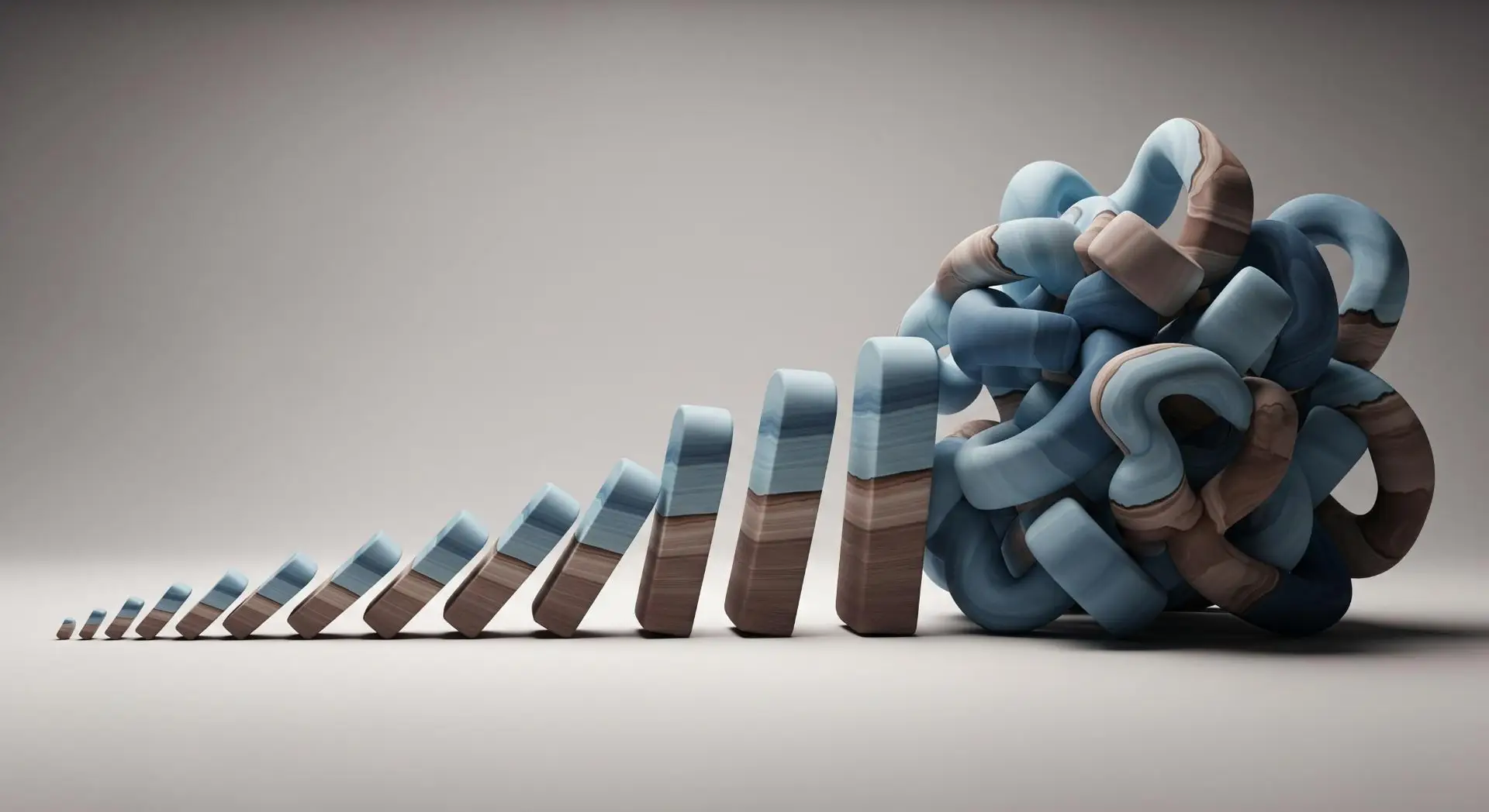 Dominoes falling, symbolizing nervous system dysregulation.