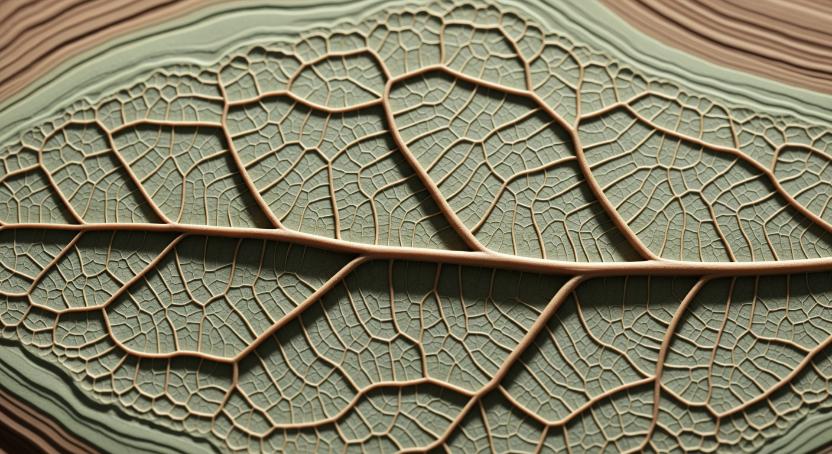 Leaf veins showing natural geometric pattern.