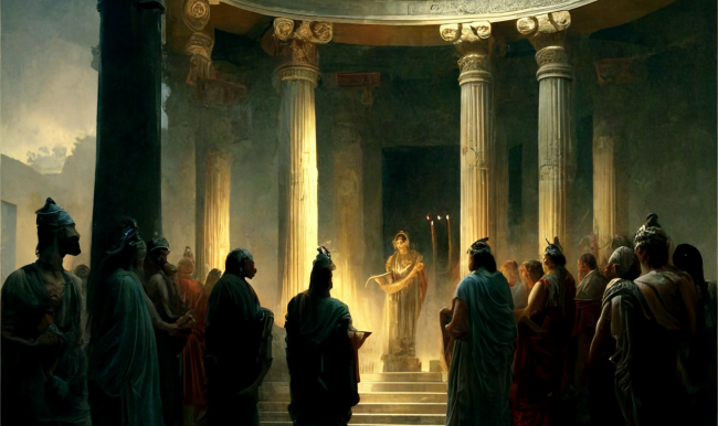 The sacred ritual of the ancient greeks called eleusinian mysteries